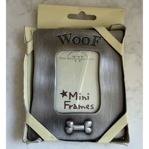 Weston Gallery Frame WOOF Pewter 2x3 Self Standing Picture Photo Frame Puppy Dog